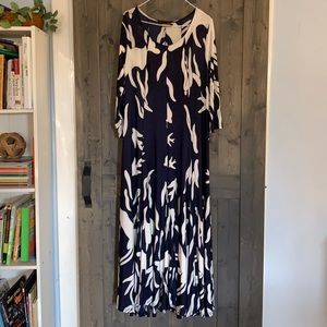 Reborn • Navy and White Flowy Maxi Dress